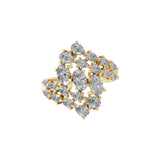 14K Fine Gold Pear Oval Cut Lab Grown Diamond Bypass Ring 2.19Ct