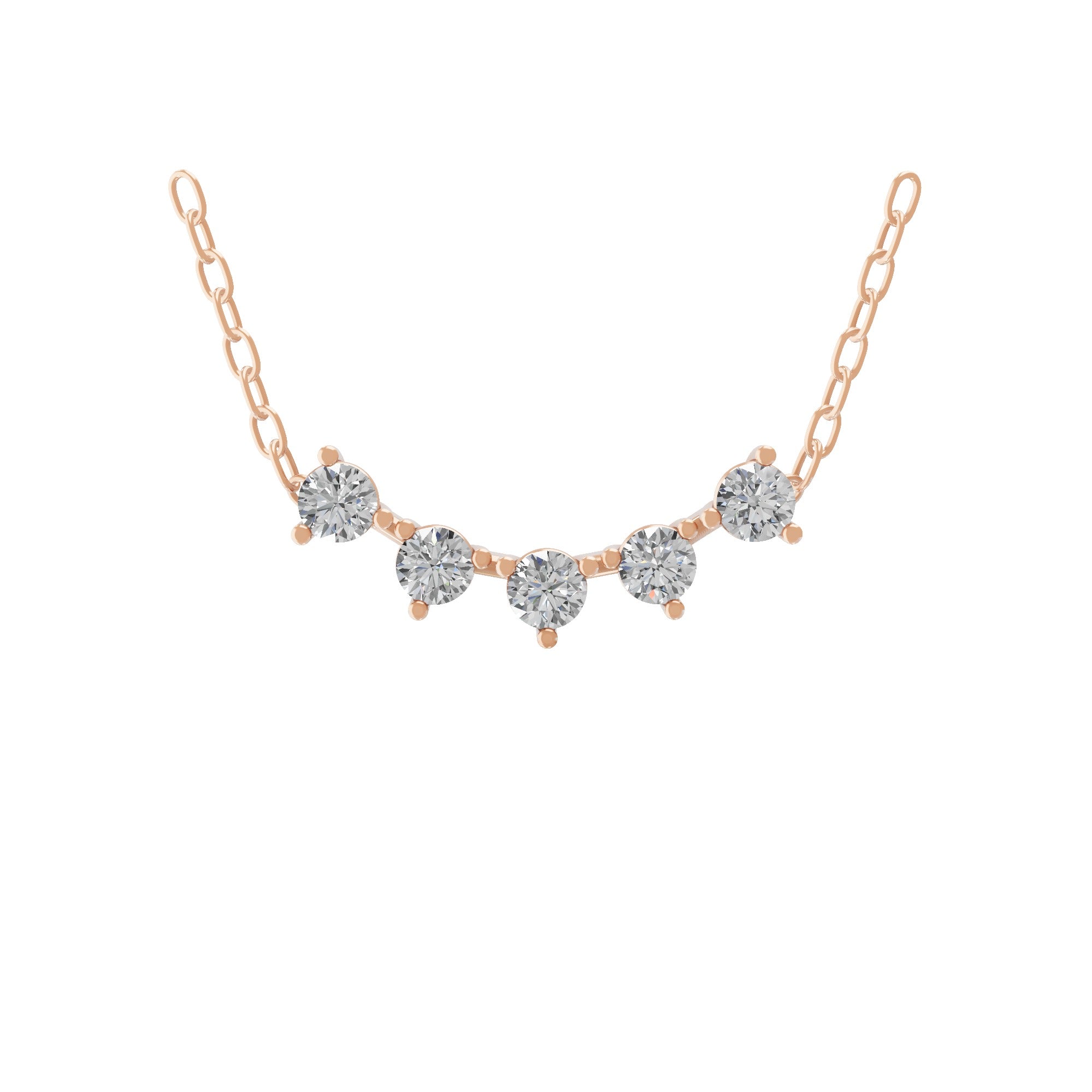 0.43Ct Round Cut Lab Grown Diamond Arc Pendant Necklace 14K Fine Gold