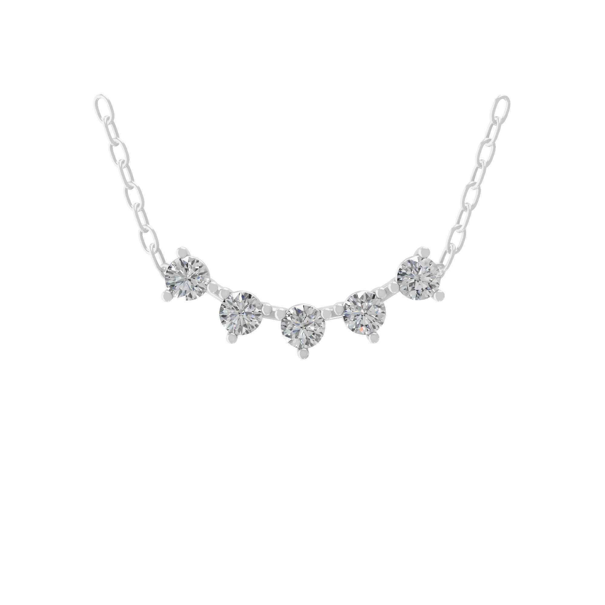 0.43Ct Round Cut Lab Grown Diamond Arc Pendant Necklace 14K Fine Gold