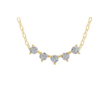 0.43Ct Round Cut Lab Grown Diamond Arc Pendant Necklace 14K Fine Gold