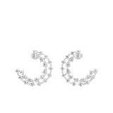 Lab Grown Pear Round Diamond Arc Hoop Earrings 14K Fine Gold 2.22Ct