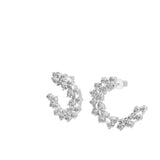 Lab Grown Pear Round Diamond Arc Hoop Earrings 14K Fine Gold 2.22Ct