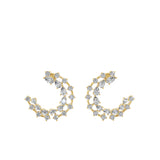 Lab Grown Pear Round Diamond Arc Hoop Earrings 14K Fine Gold 2.22Ct