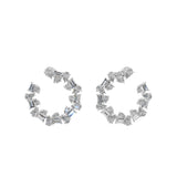 14K Fine Gold Pear Baguette 3.20Ct Lab Grown Diamond Open Hoop Earrings