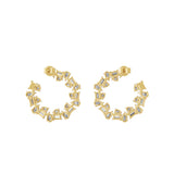 14K Fine Gold Pear Baguette 3.20Ct Lab Grown Diamond Open Hoop Earrings