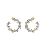 14K Fine Gold Pear Baguette 3.20Ct Lab Grown Diamond Open Hoop Earrings