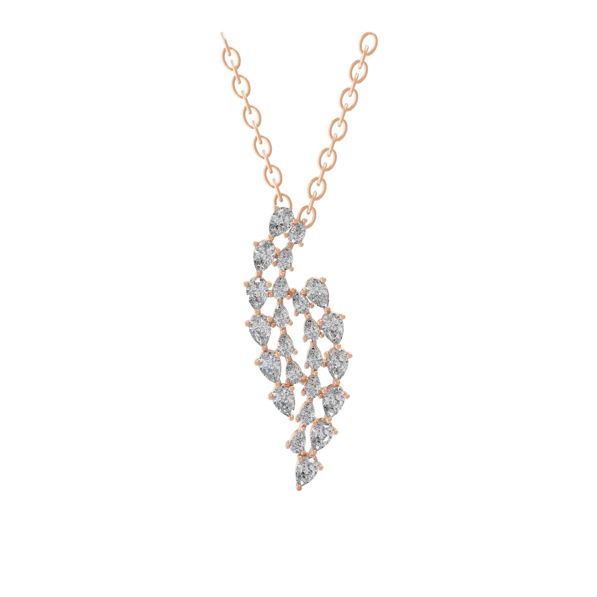 14K Fine Gold Lab Grown Pear Cut Diamond Pendant Necklace 2.52Ct