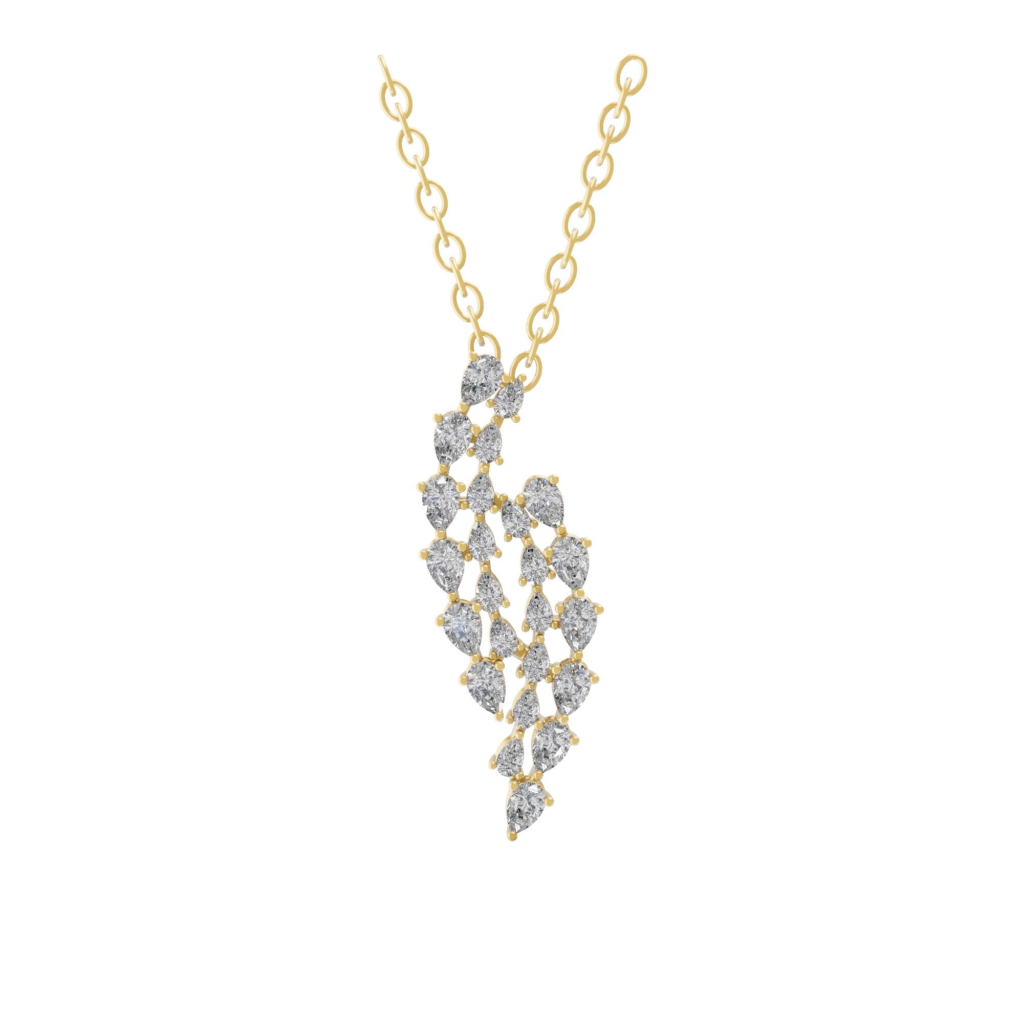 14K Fine Gold Lab Grown Pear Cut Diamond Pendant Necklace 2.52Ct