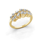 1.02Ct Lab Grown Pear Cut Diamond 14K Fine Gold Band Ring