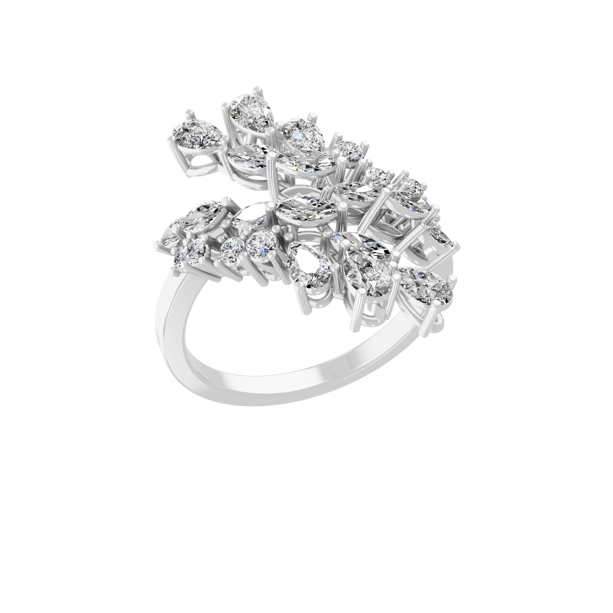 Lab Grown Multi Cut Diamond 1.71Ct Bypass Ring 14K Fine Gold