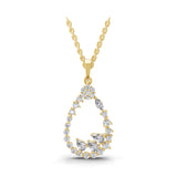 Multi Stone Lab Grown Diamond 1.05Ct Teardrop Charm Pendant Necklace 14K Gold