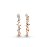 0.58Ct Lab Grown Round Octagon Diamond Hoop Earrings 14K Fine Gold
