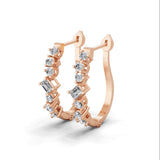 0.58Ct Lab Grown Round Octagon Diamond Hoop Earrings 14K Fine Gold