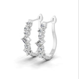 0.58Ct Lab Grown Round Octagon Diamond Hoop Earrings 14K Fine Gold