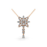 14K Fine Gold Multi Shape 3.95Ct Lab Grown Diamond Snowflake Pendant Necklace