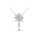 14K Fine Gold Multi Shape 3.95Ct Lab Grown Diamond Snowflake Pendant Necklace