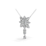 14K Fine Gold Multi Shape 3.95Ct Lab Grown Diamond Snowflake Pendant Necklace
