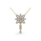 14K Fine Gold Multi Shape 3.95Ct Lab Grown Diamond Snowflake Pendant Necklace