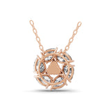 3.20Ct Lab Grown Pear Round Diamond Swirl Pendant 14K Fine Gold Necklace