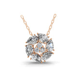 3.20Ct Lab Grown Pear Round Diamond Swirl Pendant 14K Fine Gold Necklace