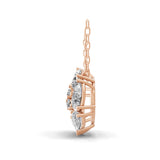 3.20Ct Lab Grown Pear Round Diamond Swirl Pendant 14K Fine Gold Necklace