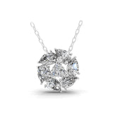 3.20Ct Lab Grown Pear Round Diamond Swirl Pendant 14K Fine Gold Necklace