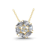 3.20Ct Lab Grown Pear Round Diamond Swirl Pendant 14K Fine Gold Necklace