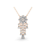 Round Pear Flower Pendant 3.02Ct Lab Grown Diamond Necklace 14K Fine Gold