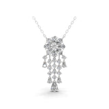 Round Pear Flower Pendant 3.02Ct Lab Grown Diamond Necklace 14K Fine Gold
