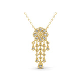 Round Pear Flower Pendant 3.02Ct Lab Grown Diamond Necklace 14K Fine Gold
