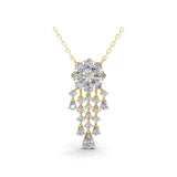 Round Pear Flower Pendant 3.02Ct Lab Grown Diamond Necklace 14K Fine Gold