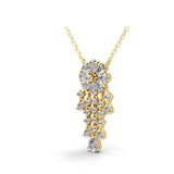 Round Pear Flower Pendant 3.02Ct Lab Grown Diamond Necklace 14K Fine Gold