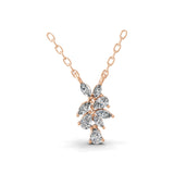 0.60Ct Lab Grown Pear Marquise Diamond Leaf Cluster Pendant 14K Fine Gold Necklace