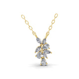 0.60Ct Lab Grown Pear Marquise Diamond Leaf Cluster Pendant 14K Fine Gold Necklace