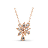 Lab Grown Diamond Marquise Pear 2.63Ct Floral Pendant 14K Fine Gold Necklace