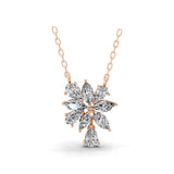Lab Grown Diamond Marquise Pear 2.63Ct Floral Pendant 14K Fine Gold Necklace