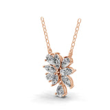 Lab Grown Diamond Marquise Pear 2.63Ct Floral Pendant 14K Fine Gold Necklace