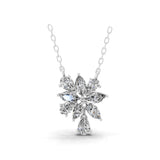 Lab Grown Diamond Marquise Pear 2.63Ct Floral Pendant 14K Fine Gold Necklace