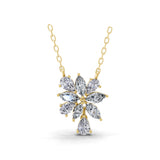 Lab Grown Diamond Marquise Pear 2.63Ct Floral Pendant 14K Fine Gold Necklace