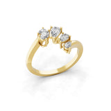 Pear Cut Lab Grown Diamond 0.63Ct 14K Fine Gold Band Ring