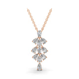 2.75Ct Leaf Cluster Pendant Pear Cut Lab Grown Diamond Necklace 14K Fine Gold