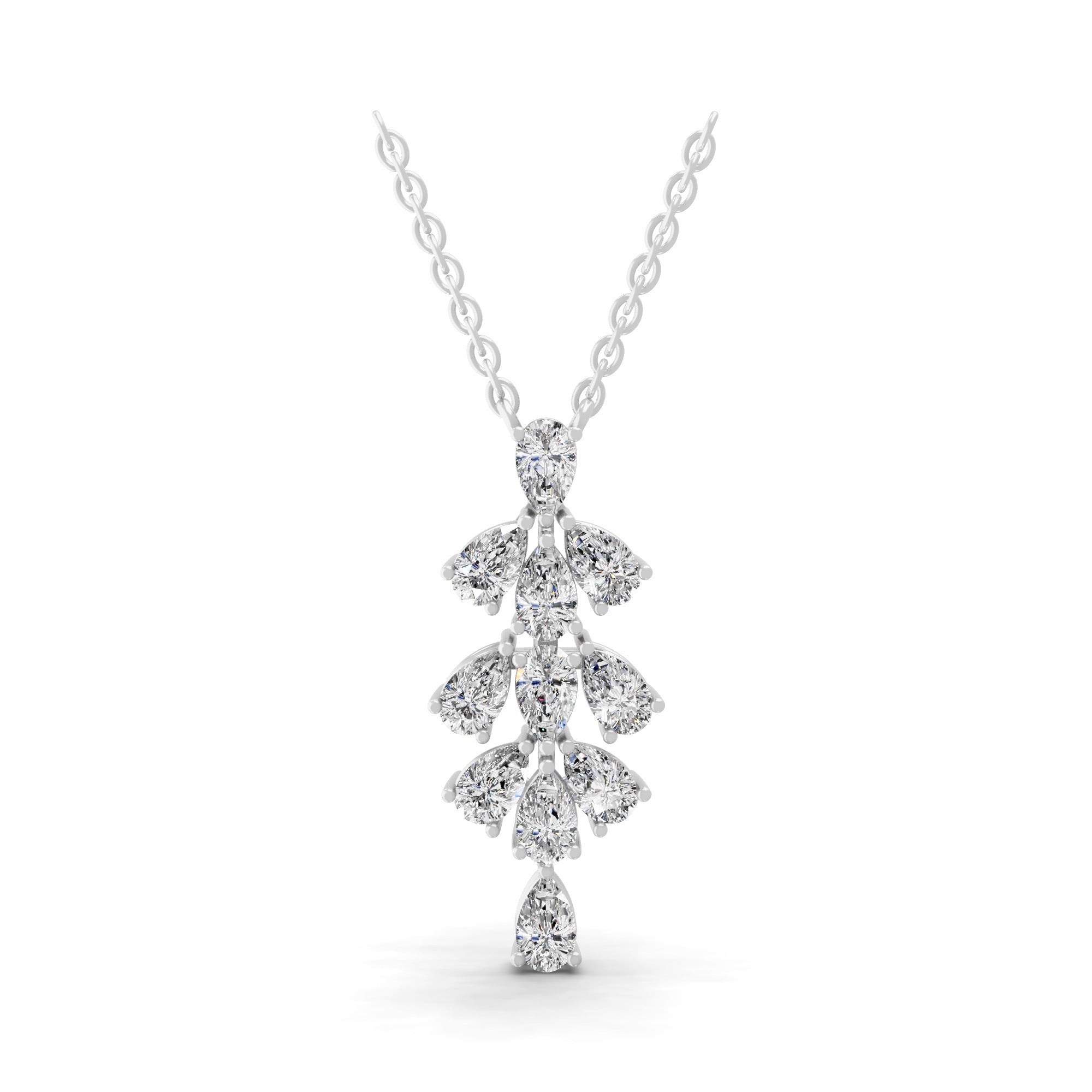 2.75Ct Leaf Cluster Pendant Pear Cut Lab Grown Diamond Necklace 14K Fine Gold