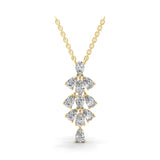 2.75Ct Leaf Cluster Pendant Pear Cut Lab Grown Diamond Necklace 14K Fine Gold