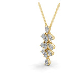 2.75Ct Leaf Cluster Pendant Pear Cut Lab Grown Diamond Necklace 14K Fine Gold