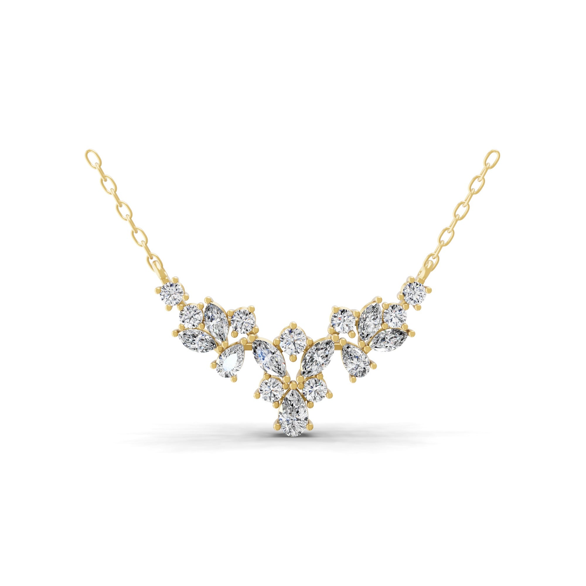 1.90Ct 14K Fine Gold Multi Lab Grown Diamond Chain Necklace