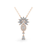 Lab Grown Multi Cut Diamond 2.22Ct 14K Fine Gold Charm Pendant Necklace