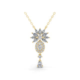 Lab Grown Multi Cut Diamond 2.22Ct 14K Fine Gold Charm Pendant Necklace
