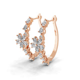 Pear Cut 14K Fine Gold Lab Grown Diamond Floral Hoop Earrings 2.51Ct