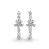 Pear Cut 14K Fine Gold Lab Grown Diamond Floral Hoop Earrings 2.51Ct