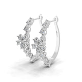 Pear Cut 14K Fine Gold Lab Grown Diamond Floral Hoop Earrings 2.51Ct